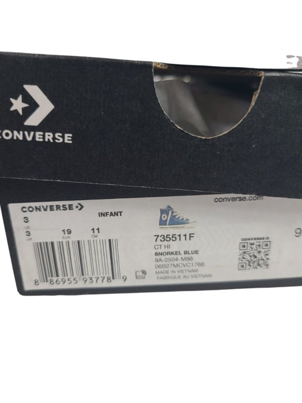 NEW Converse Chuck Taylor All Star Infant High Top Sneakers Snorkel Blue Size 3 - Picture 4 of 6